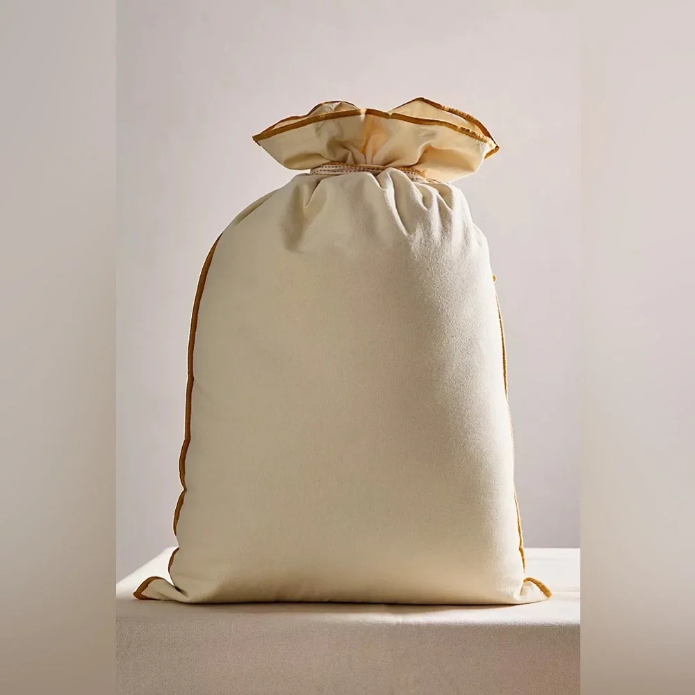 New FP One by Free People Perfect Present Beaded Owl Yellow Gift Sack Bag Sham